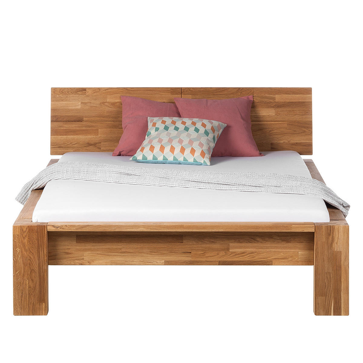 BETTGESTELL - Massivholz - Eichefarben, Holz (160/200cm) - home24