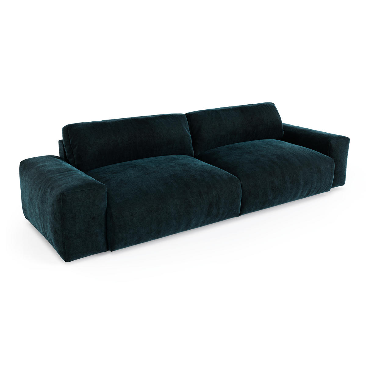 SOFA 3-SITZER Samt Pfauenblau 220cm - Blau/Hellblau, Textil (220/47/120cm) - Sia Home
