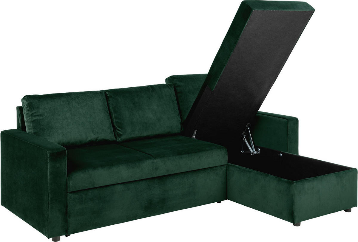SCHLAFSOFA dunkelgrün - Grau, Holzwerkstoff (218/155cm) - ebuy24