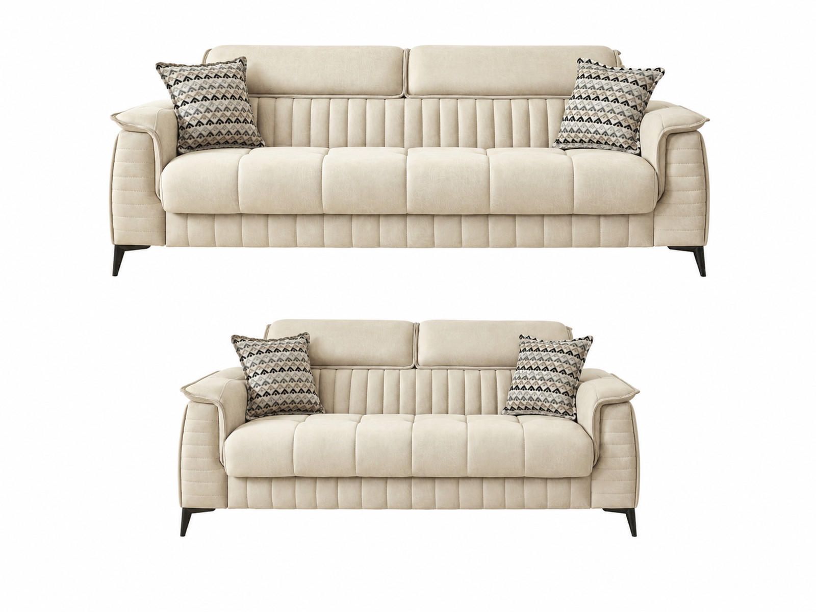 SITZGARNITUR Regina, Beige Stellvariante 3+2 - Beige, Holzwerkstoff/Kunststoff (243/85/95cm)