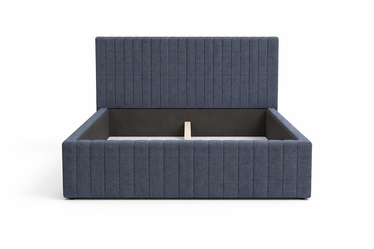 POLSTERBETT BELVIA – 120×200 cm mit Lattenrost, ohne Bettkasten Dunkelblau - Dunkelblau, Holzwerkstoff (120/200cm) - Milaros Markt