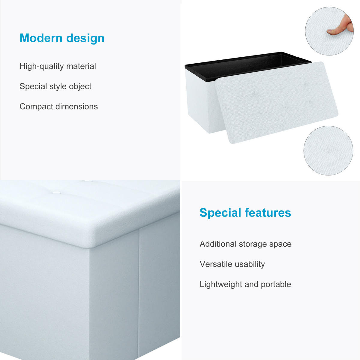 SITZBANK Faltbar Kunstleder (Weiß) - Weiß, Karton (78/38/38cm) - Intirilife