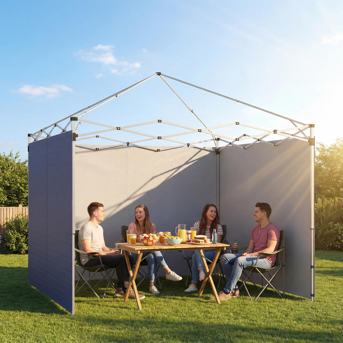 SEITENTEILE-FÜR-PAVILLON 3er Set Oxford-Gewebe Blau - Dunkelblau, Textil (200/1/300cm) - Outsunny