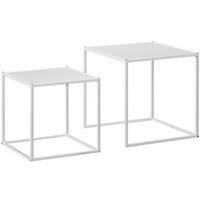 COUCHTISCH 2er-Set 40/40/40 cm & 35/35/35 cm aus Stahl in Weiß - Weiß, Metall (40/40/40cm) - Flora Grace