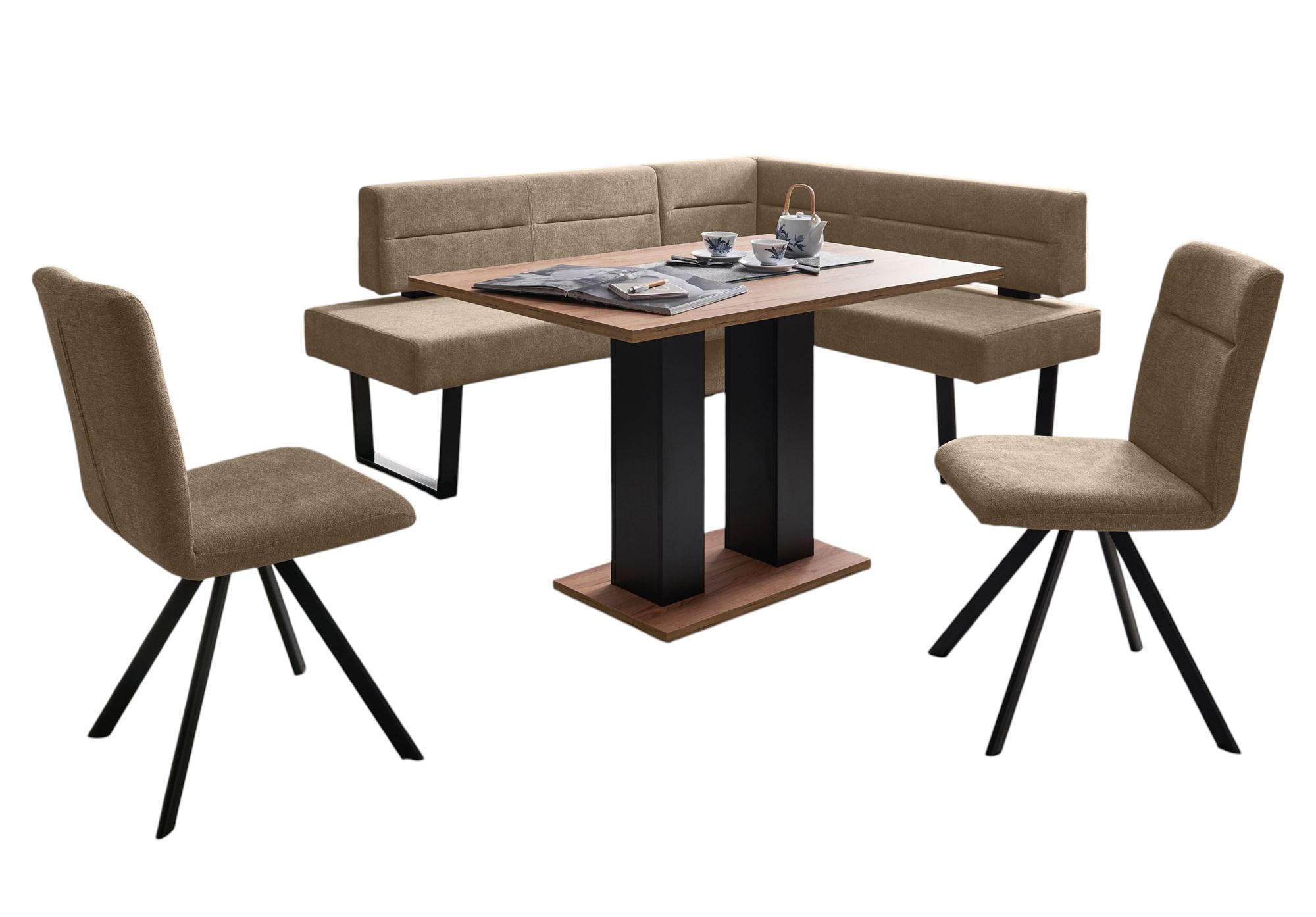 ECKBANKGRUPPE Modern Doralyn 2 für 7 Personen Microfaser Schwarz/Braun - Schwarz/Braun, Kunststoff (195/85/155cm) - 58aufmkessel
