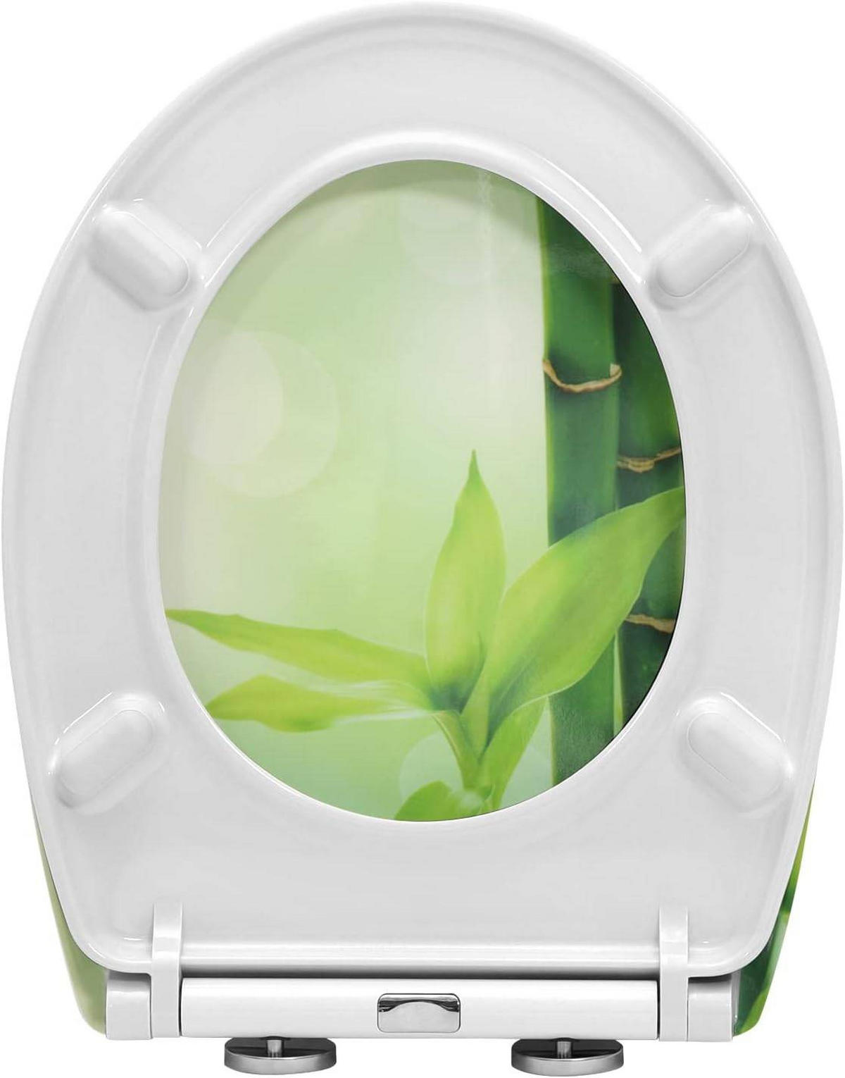 TOILETTENDECKEL mit Absenkautomatik, einfache Montage, Oval - Weiß/Grün, Kunststoff (37/2.5/42cm) - Woltu