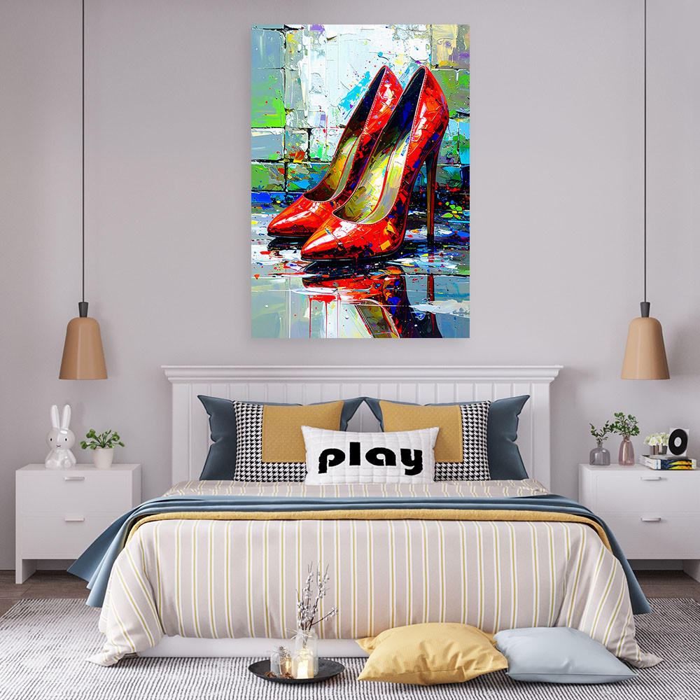 LEINWANDBILD Rote High Heels 60x90cm - Rot, Textil (60/90cm) - Feeby