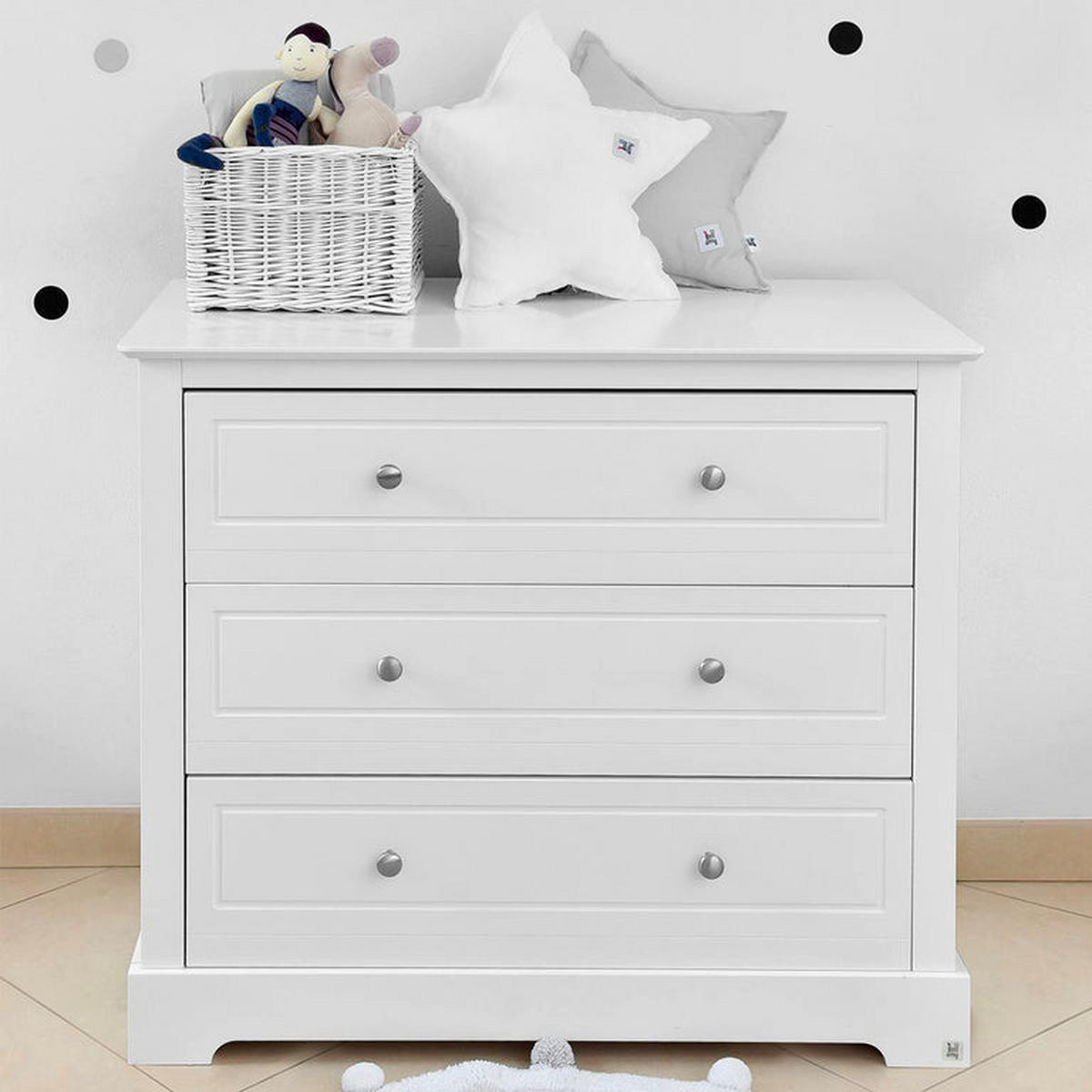 OTROŠKA KOMODA Bela - bela, leseni material (102/90/52cm) - Petits-meubles