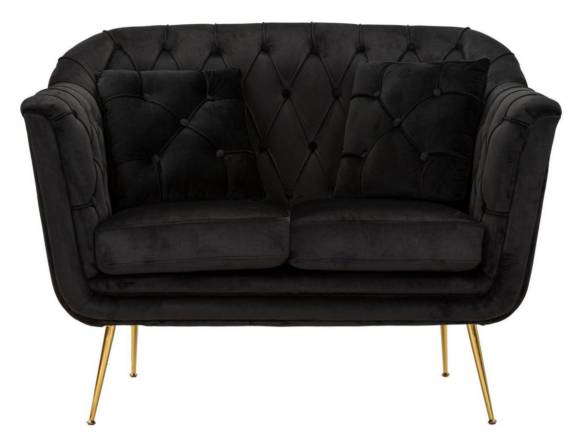 2-SITZER Sofa gepolstert Budapest - Schwarz - Schwarz, Holzwerkstoff/Kunststoff (130/91/83cm) - Pasmara