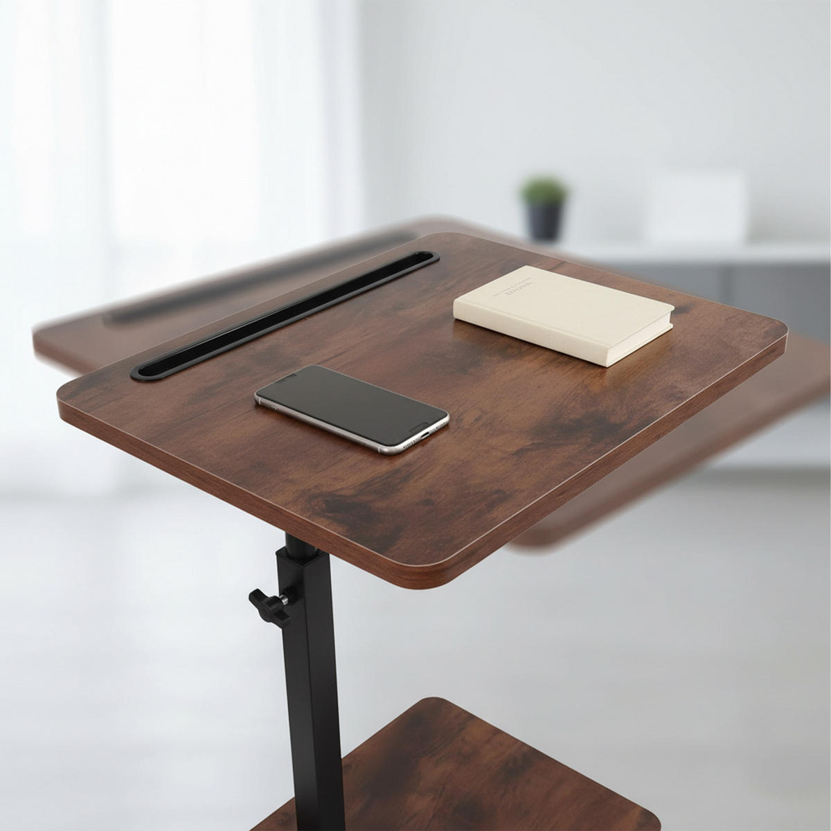 BEISTELLTISCH Braun Schwarz höhenverstellbar - Braun, Holzwerkstoff/Metall (40/30/48cm) - Relaxdays