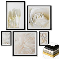 WANDBILDER 5er-Set - 50x50 cm & 20x30 cm & 40x60 cm Schwarzer Rahmen - Elegante Marmormuster - Schwarz, Kunststoff (40/60cm) - ArtPrintCave