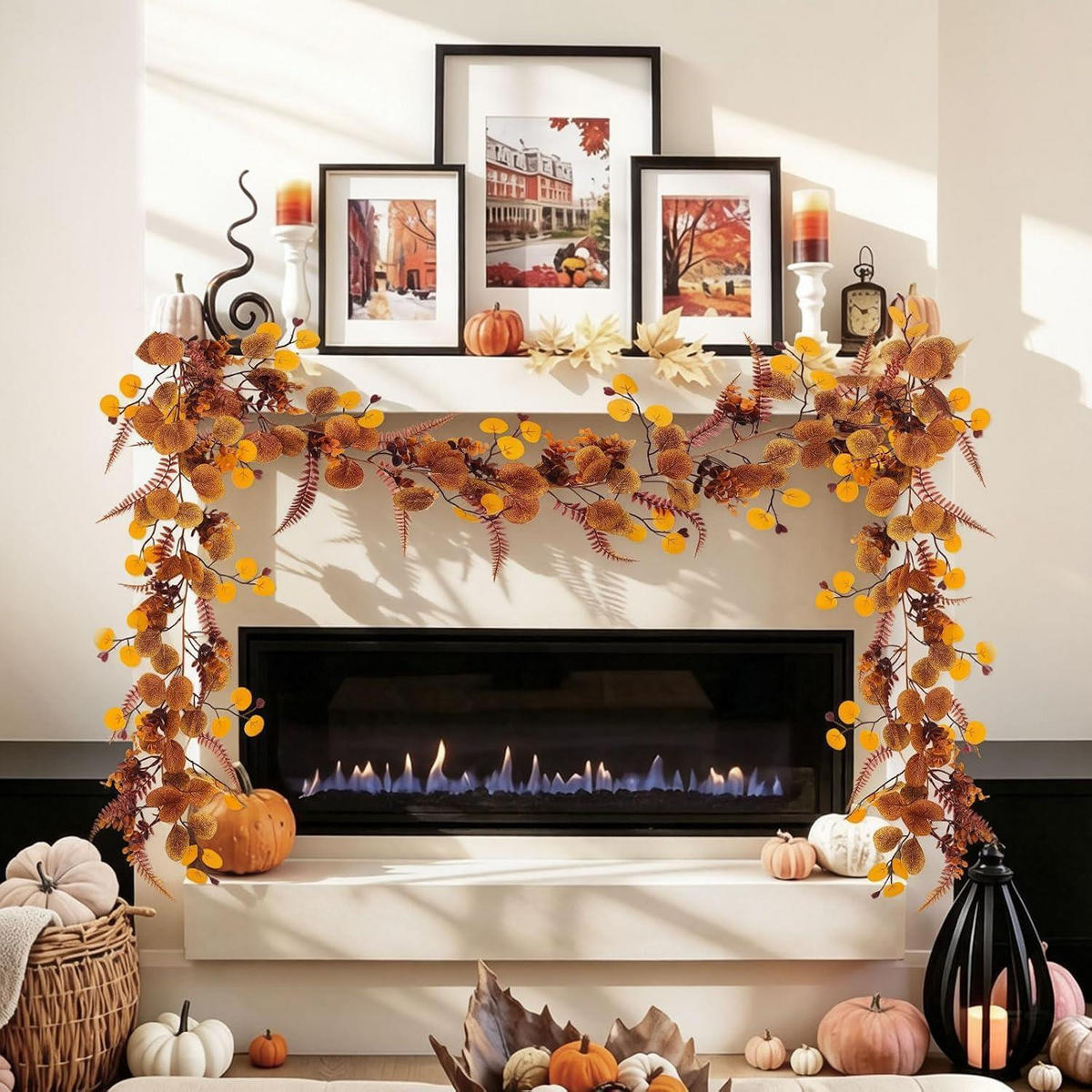KÜNSTLICHE Eukalyptus Girlande 2er Set 180 cm Herbstfarben - Multicolor, Kunststoff (10cm)