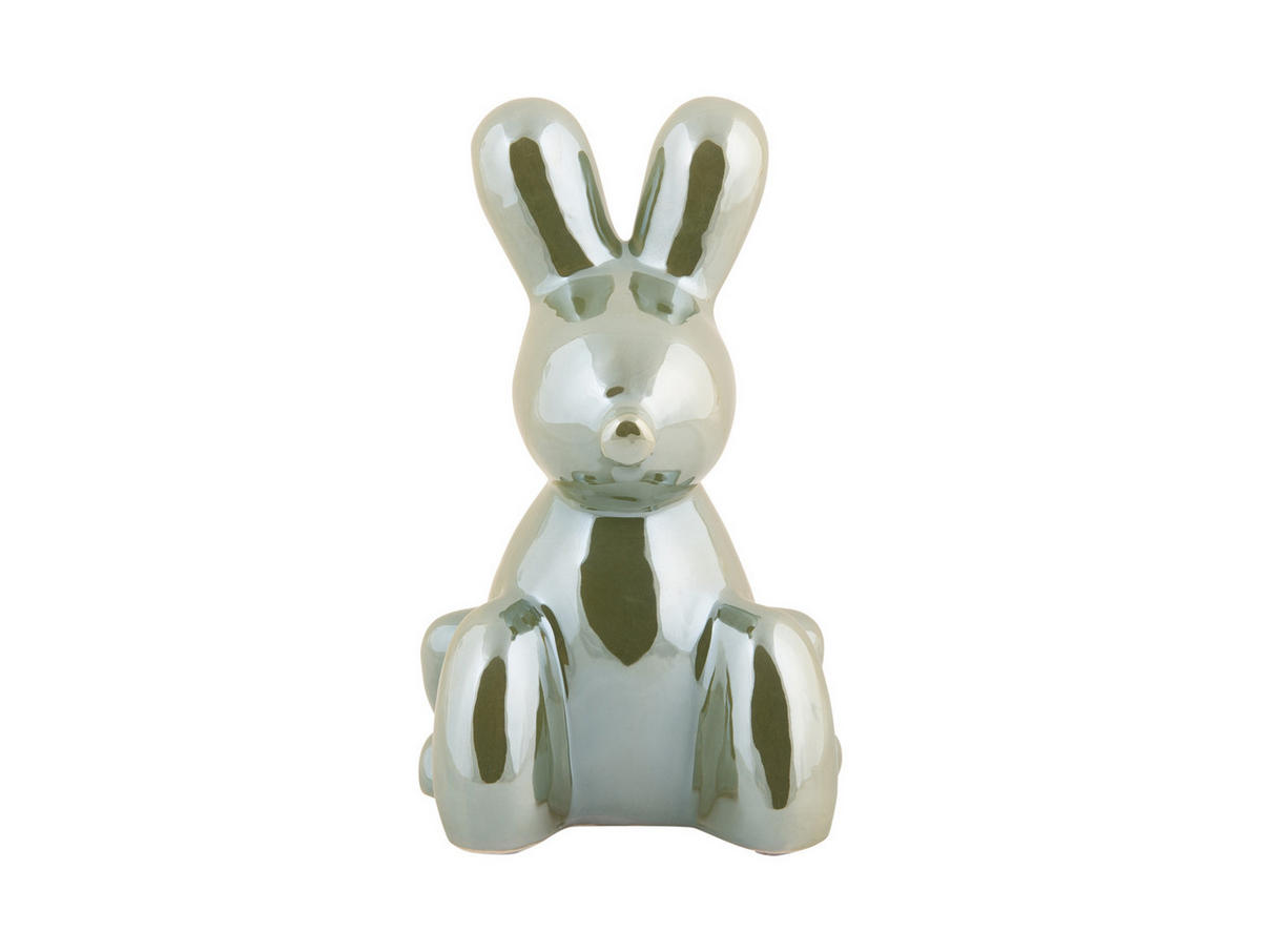 SKULPTUR Bunny Jungle Green 10/9/15 cm - Grün, Keramik (9/15/10cm) - Present Time