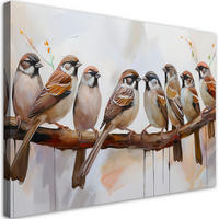 WANDBILD vögel auf einem braunen zweig - Beige, Textil (60/40cm) - Feeby