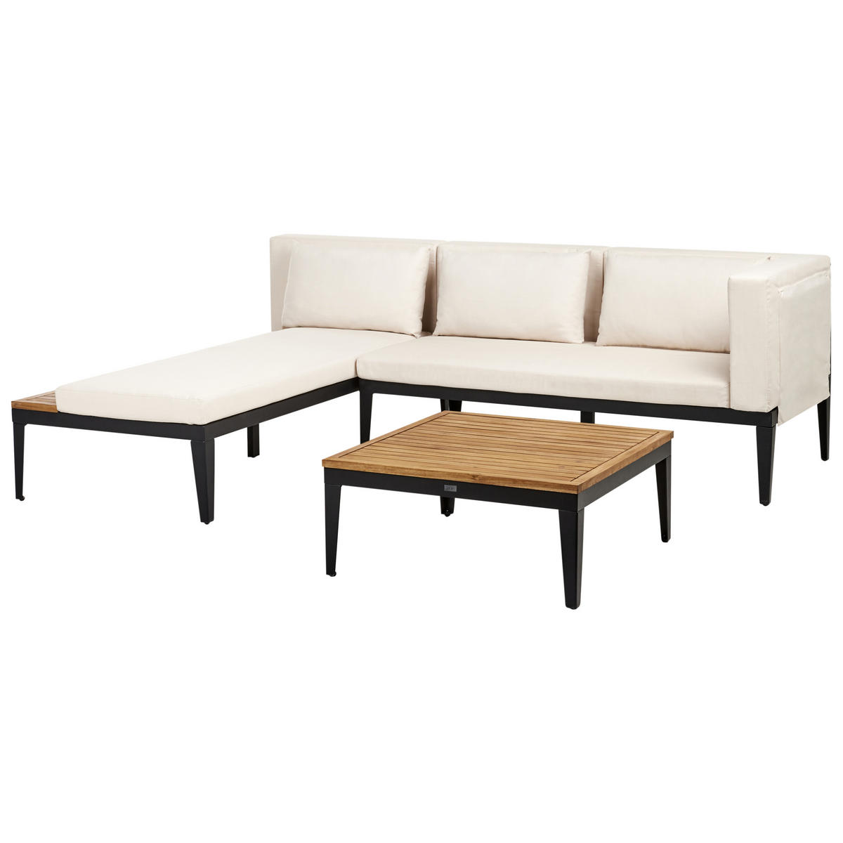 LOUNGE-SET 3-Sitzer Beige Bracciano - Hellbraun/Beige, Holz - Beliani