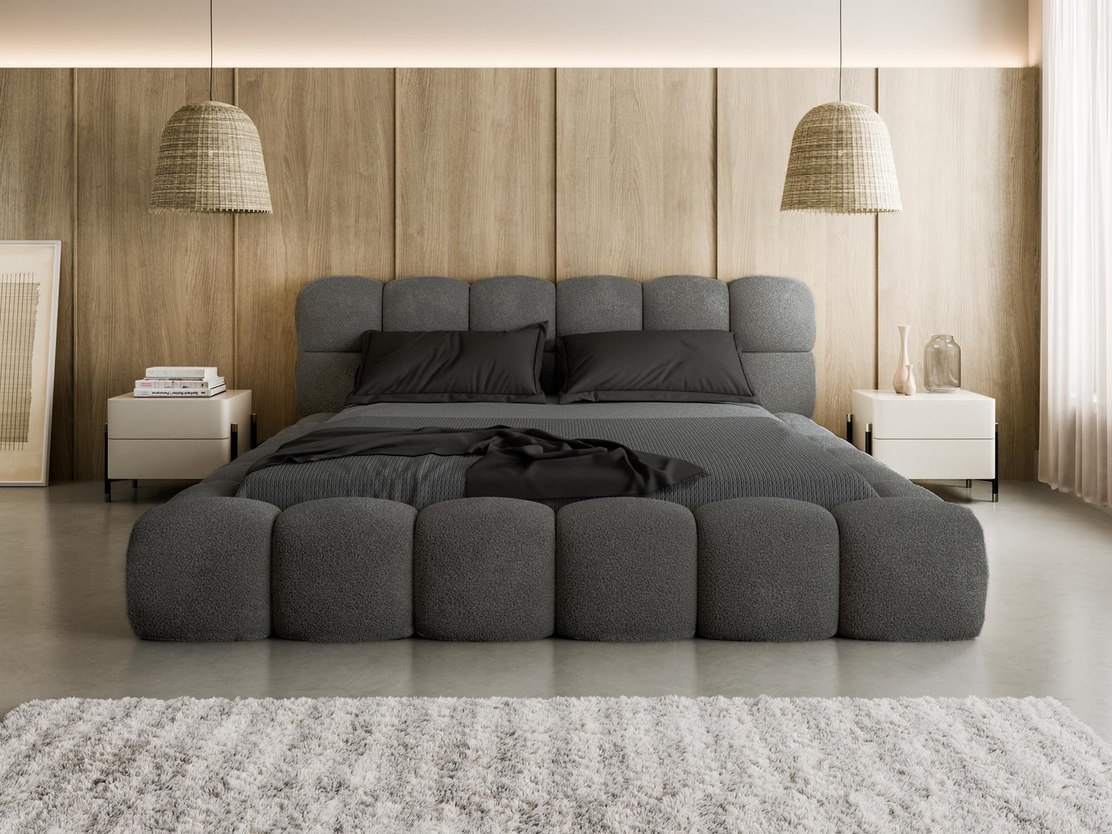 POLSTERBETT Bizu Bettkasten, Lattenrost 180x200 Graphit - Grau, Holzwerkstoff (200/200cm) - Compleo24