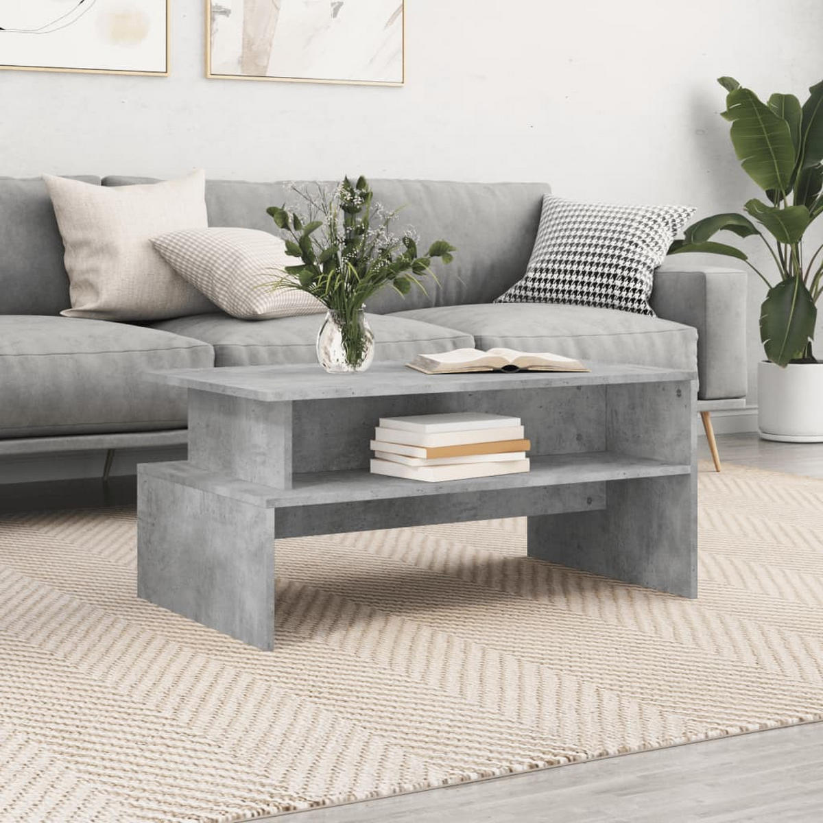 COUCHTISCH Betongrau 90x55x42,5 cm Holzwerkstoff - Grau, Holzwerkstoff (55/90/42.5cm) - furnicato