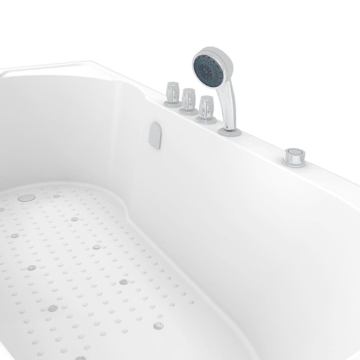 SITZBADEWANNE Senioren Wanne Sitzwanne mit Tür S12-TH-AIR-R 85x170 cm - Weiß, Glas/Kunststoff (170/60/85cm) - AcquaVapore by Sandra Jentho