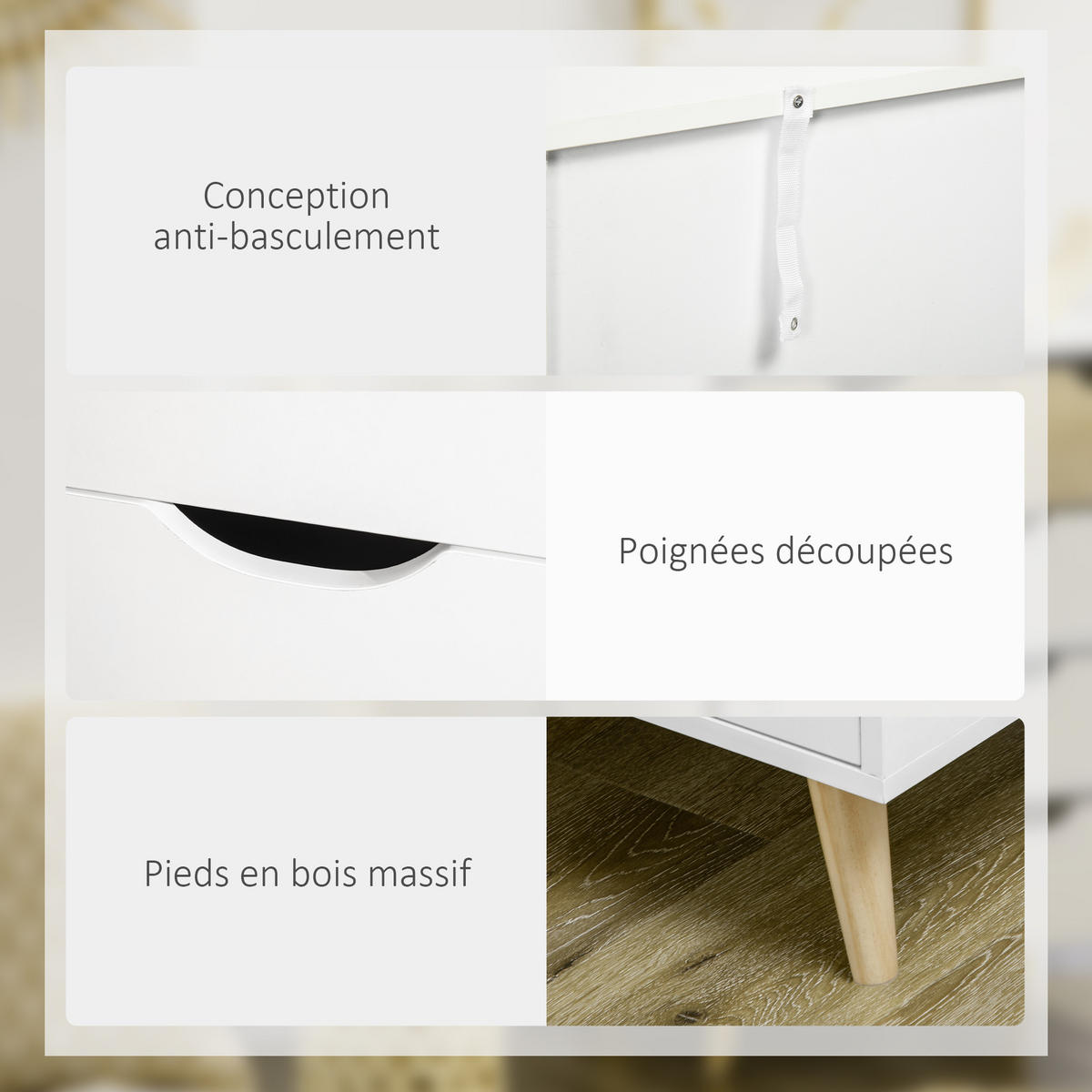 KOMMODE Weiß Eichefarben 60/40/77,5 cm - Weiß, Holzwerkstoff (60/77.5/40cm) - PANGIVO