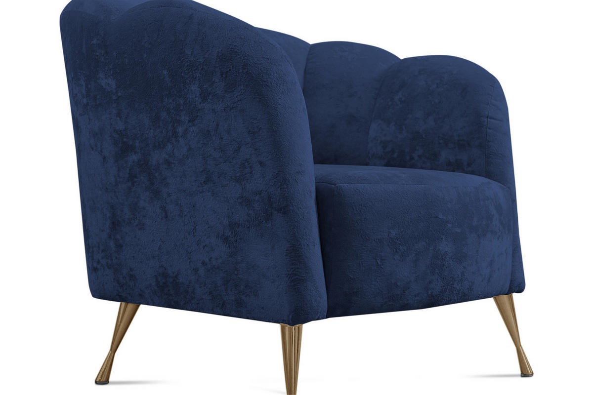 POLSTERSESSEL Adria mit Metallfüßen - Goldfarben/Dunkelblau, Holzwerkstoff/Textil (87/78/83cm) - Ravio