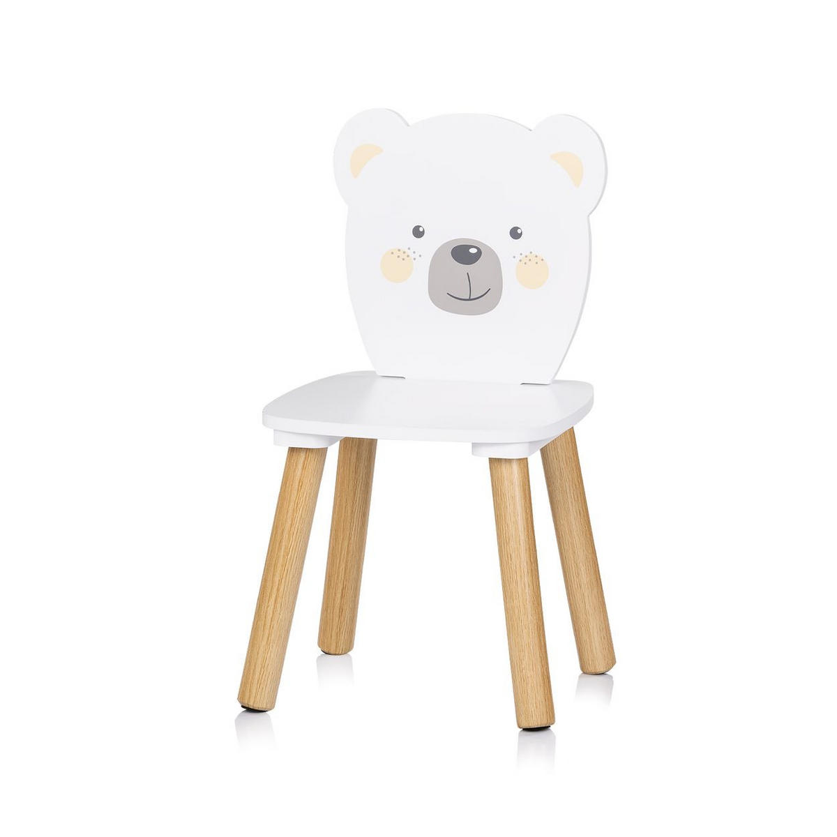 KINDERSITZGRUPPE Tiermotiv weiß 55 x 55 cm, Tischset, 2 Stühle, MDF, Massivholz, Tiermotive, Holz - Weiß, Holzwerkstoff (55/45/55cm) - Chipolino