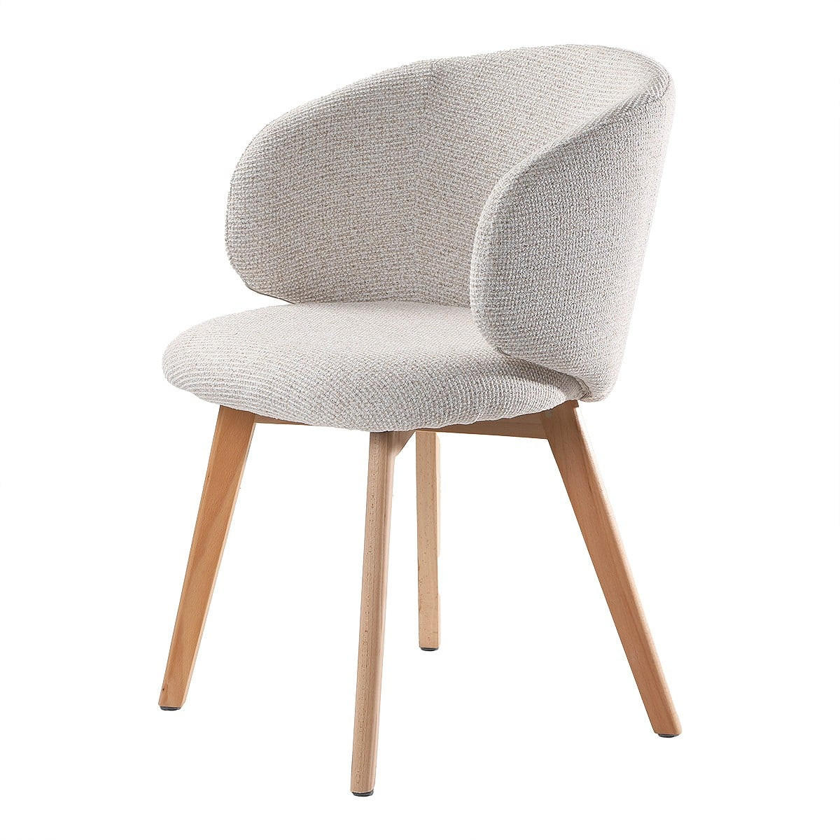 STÜHLE 2er?Set aus stoff und massive Holzfüße 60/55/79 cm - Beige, Textil (55/79/63.5cm) - Calicosy