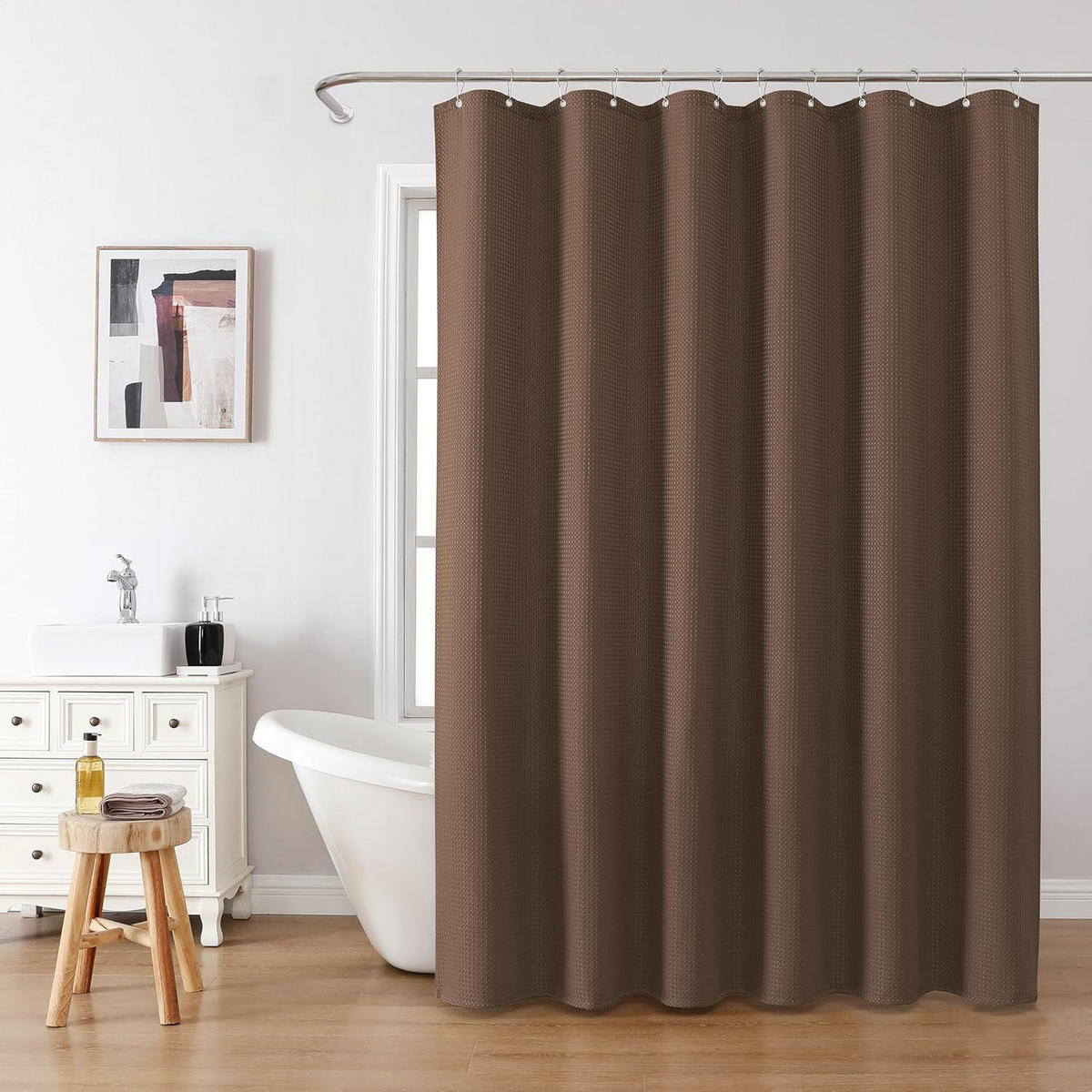 DUSCHVORHANG Waffelstoff Braun 182 x 244 cm - Braun, Textil (182/244cm)