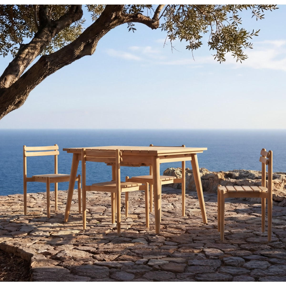 GARTENMÖBEL-SET 3-tlg Vadim Natur aus Teak - Naturfarben, Holz - Tikamoon