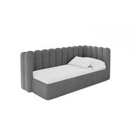 EINZELLBETT Jugendbett mit Bettkasten und Matratze H3/H4, Links - HUGY 100x200 Dunkelgrau - Graphitfarben, Holzwerkstoff/Textil (100/200cm) - ALTDECOR