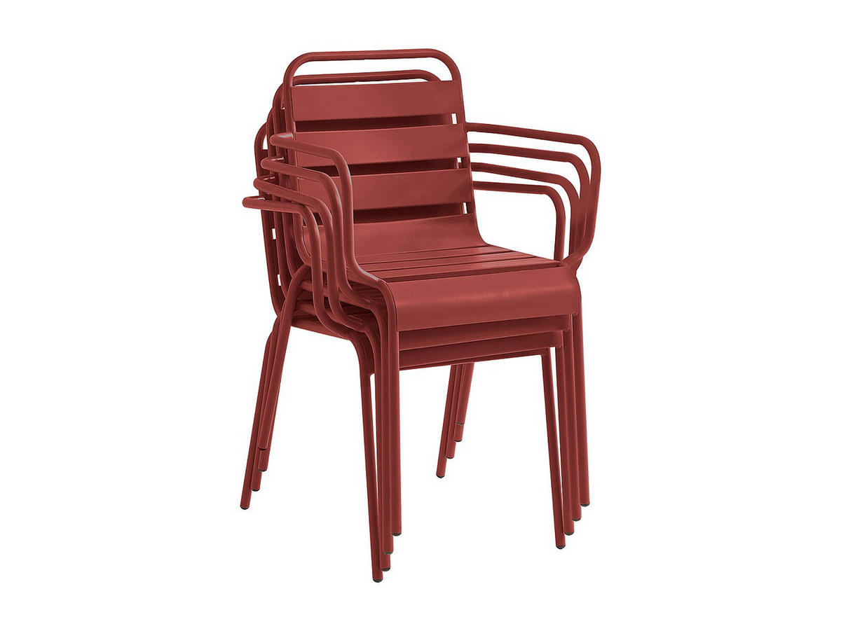 GARTENSTUHL - 56 cm x 59 cm - Metall - Rot - MIRMANDE - Rot, Metall (56/79/59cm) - Vente-Unique