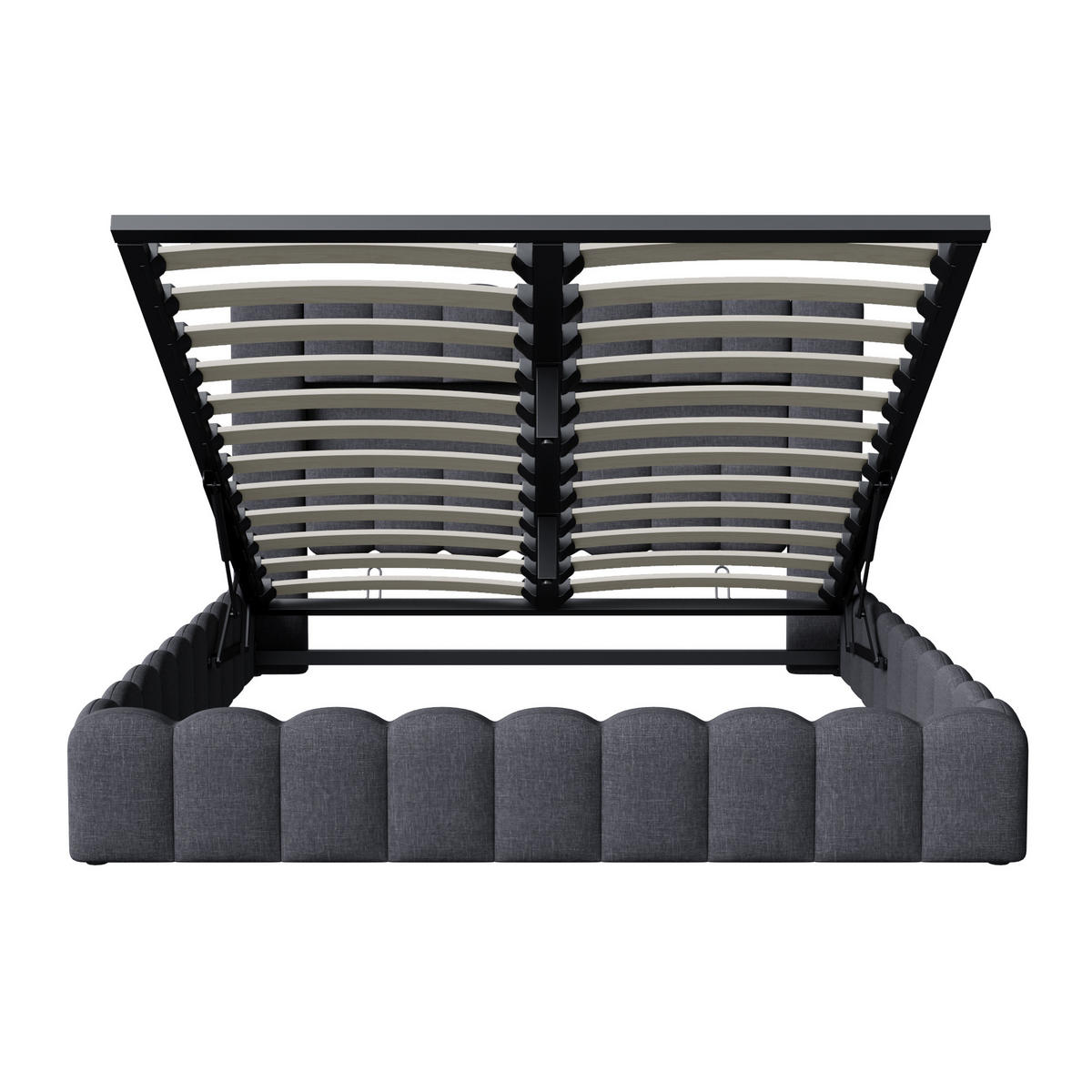 POLSTERBETT 140x200 cm, Grau, mit USB, LED - Grau, Textil/Metall (140/200cm)
