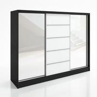 SCHWEBETÜRENSCHRANK 200 CM TOP Farbe: Schwarz, Weiß - Schwarz/Weiß, Holzwerkstoff (200/215/60cm) - A&J MöbelLand