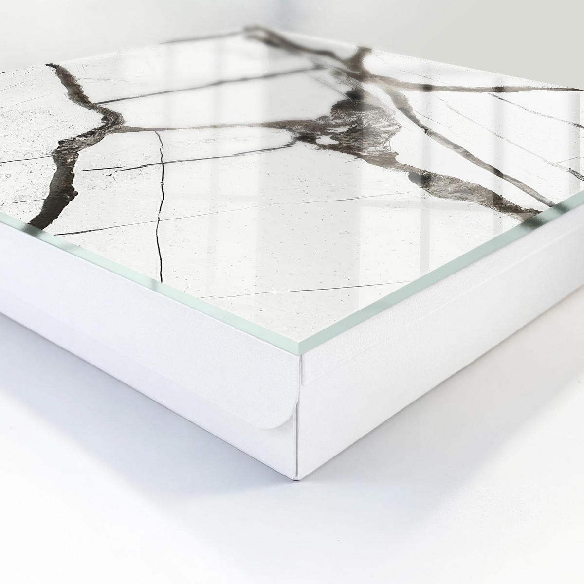 SCHLÜSSELBOX Weiß 30x30 cm – Türöffnung nach rechts - Stilvoller Minimalismus - Weiß, Metall (30/30/5cm) - TULUP