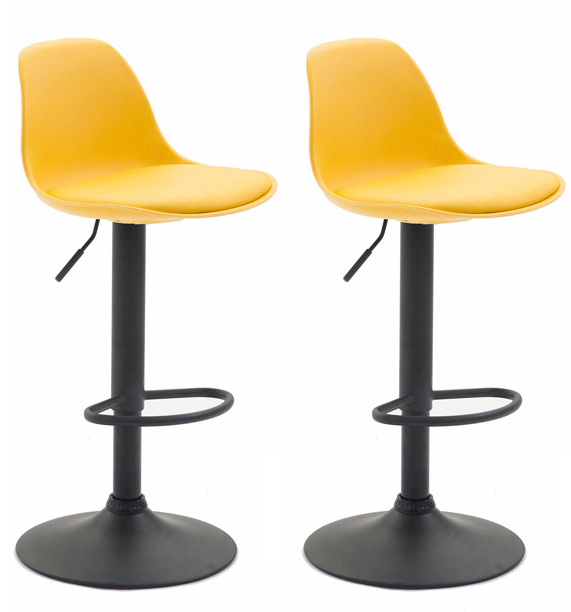 BARHOCKER 2er Set Lederlook gelb - Gelb/Schwarz, Kunststoff/Textil (39/82/43cm) - CLP