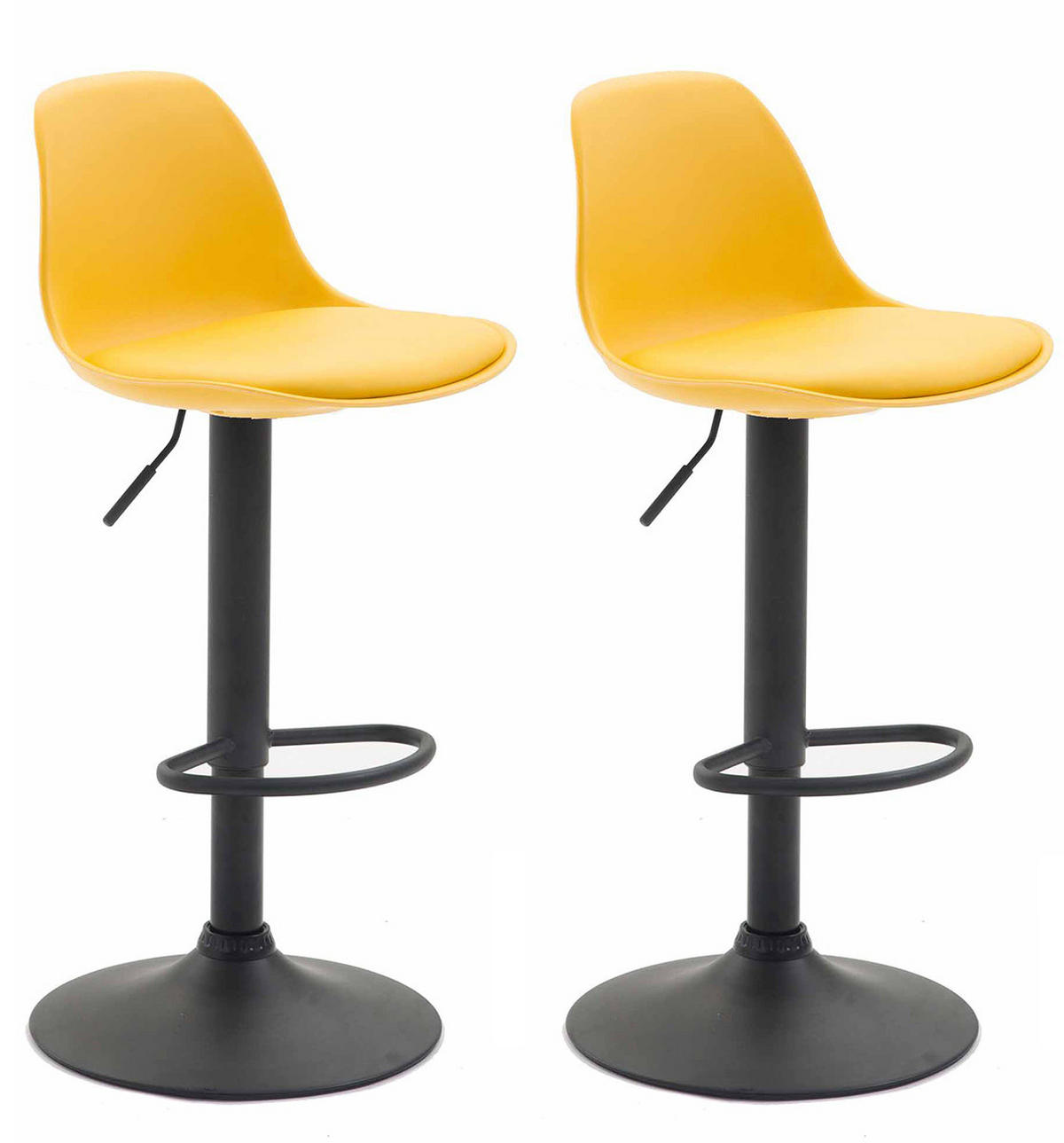 BARHOCKER 2er Set Lederlook gelb - Gelb/Schwarz, Kunststoff/Textil (39/82/43cm) - CLP