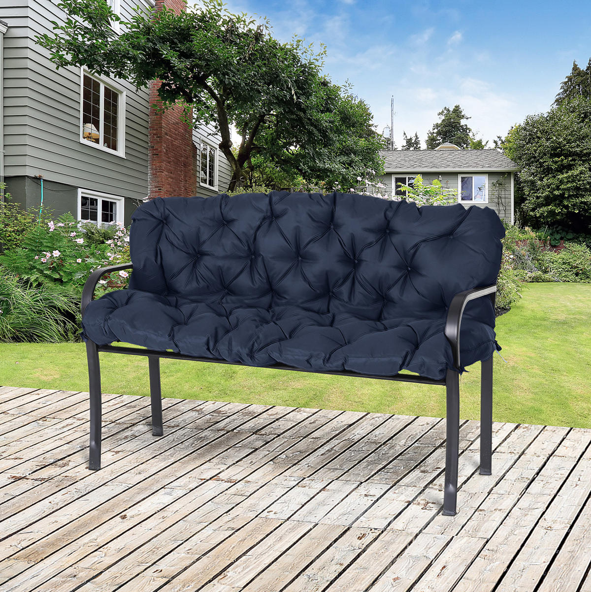 BANKAUFLAGE aus Polyester 150x98x8 cm in Blau mit 6 Bändern - Blau, Textil (98/8/150cm) - Modfu