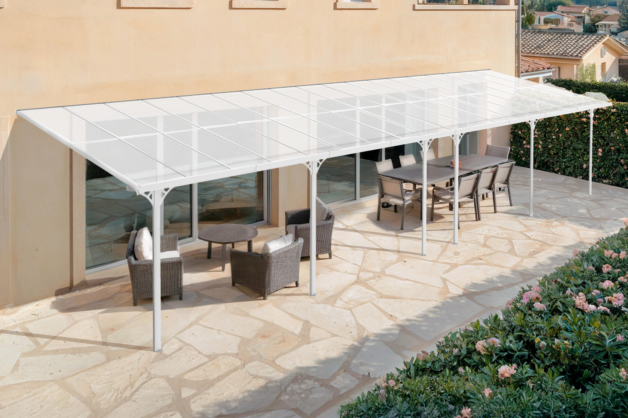 PERGOLA / CARPORT Kleo Weiß 11m x 3m - Weiß, Metall (1112/270/300cm) - Cazeboo