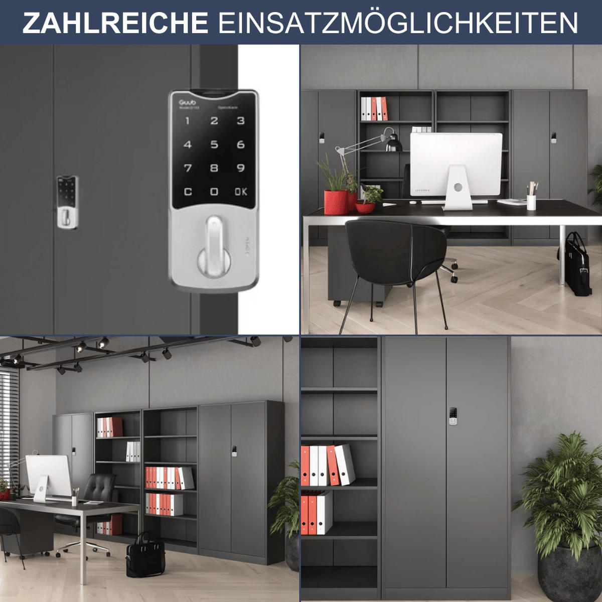 METALLSCHRANK abschließbar ODIS mit Zahlenschloss 185x90x40cm Anthrazit - Anthrazit, Metall (90/185/40cm) - DELUKE