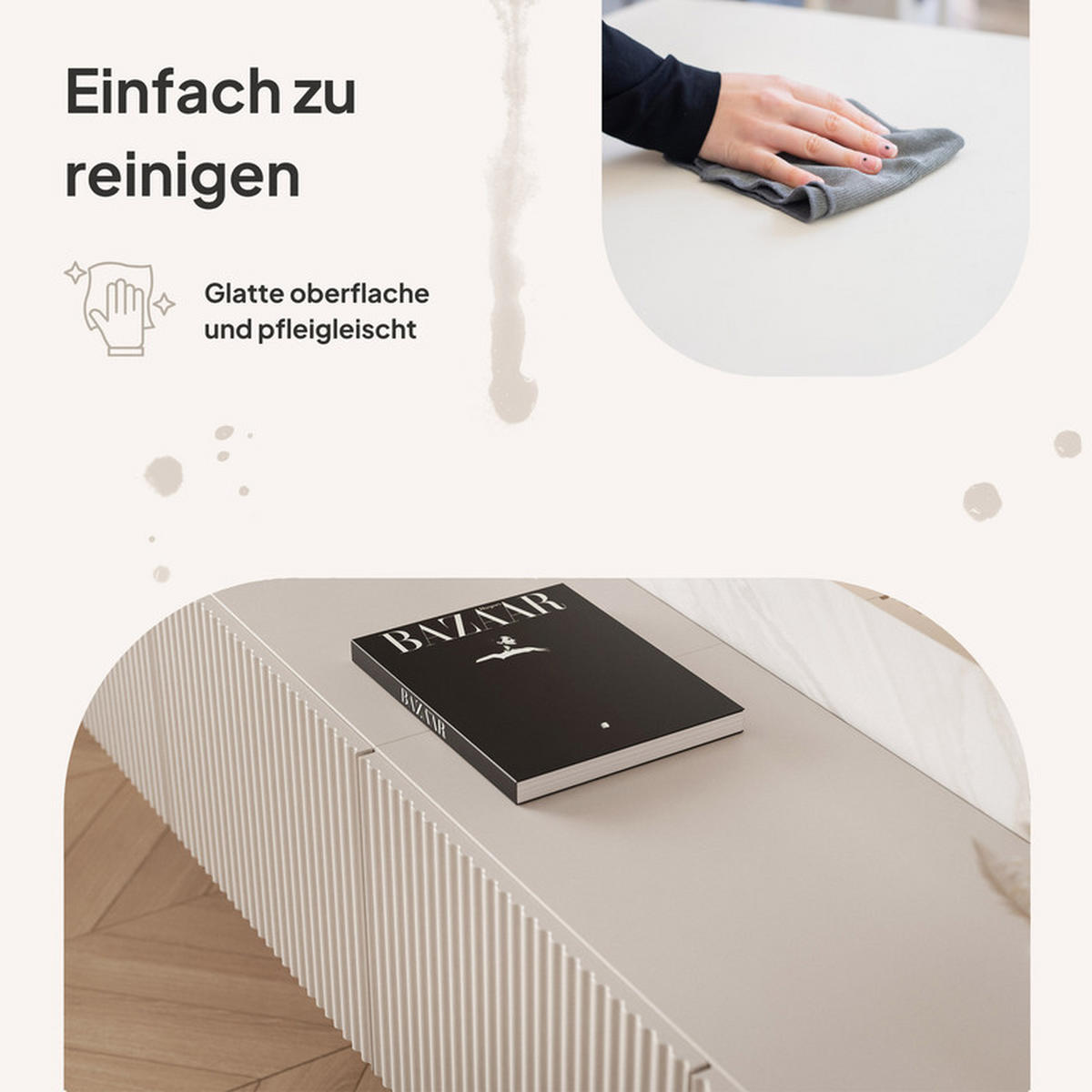 TV-LOWBOARD ANGEL Kaschmir hängend mit LED-Beleuchtung 200 cm - Kaschmir, Holzwerkstoff (200/36/40cm) - Idohome