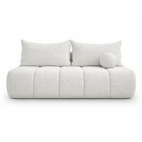 SOFA Mit Schlaffunktion Und Bettkasten, Chenille-Stoff Flow, Ecru, PIANO - Ecru, Holz (207/91/103cm) - Kaiser Möbel