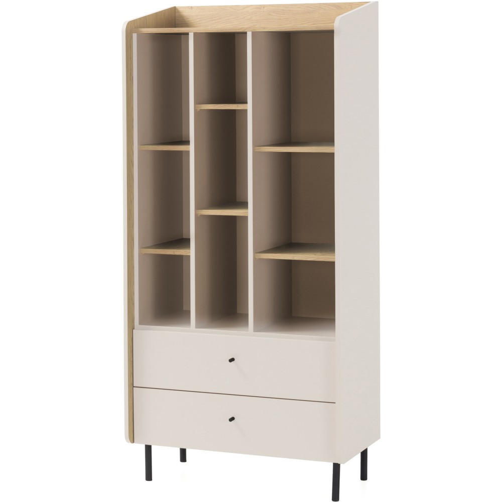 BÜCHERREGAL Alex mit 2 Schubladen, Beige Sand - Beige/Schwarz, Holzwerkstoff (80/170/42cm) - Beautysofa
