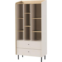 BÜCHERREGAL Alex mit 2 Schubladen, Beige Sand - Beige/Schwarz, Holzwerkstoff (80/170/42cm) - Beautysofa