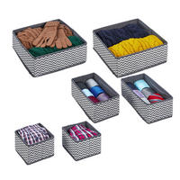6-tlg.SCHUBLADENORGANIZER-SET - Multicolor, Wellpappe/Textil (28/12/28cm) - Relaxdays