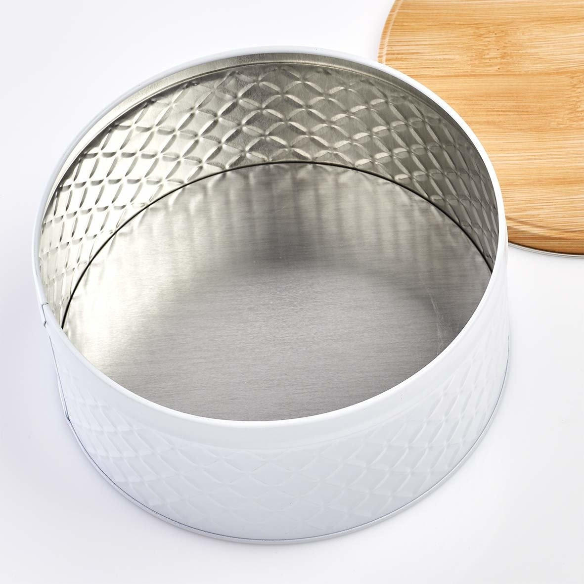 DECKEL Bambus Scandi 20/20/9 cm - Weiß, Metall (20/9/20cm) - ZELLER