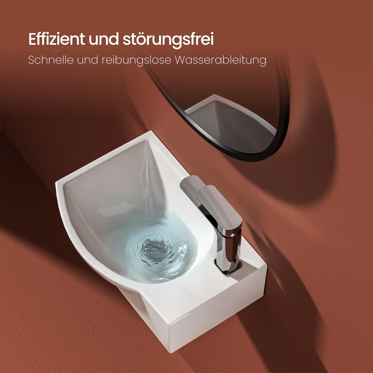 WASCHBECKEN Keramik Mit Hahnloch links Strahlend Weiß 40,5 / 28 / 14 cm - Weiß, Keramik (28/14/40.5cm) - EMKE