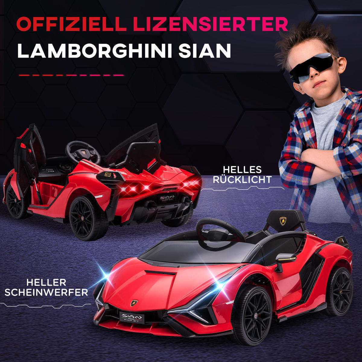 KINDER ELEKTROAUTO, Kunststoff+ Metall, Rot - Rot, Metall (108/62/40cm) - HOMCOM