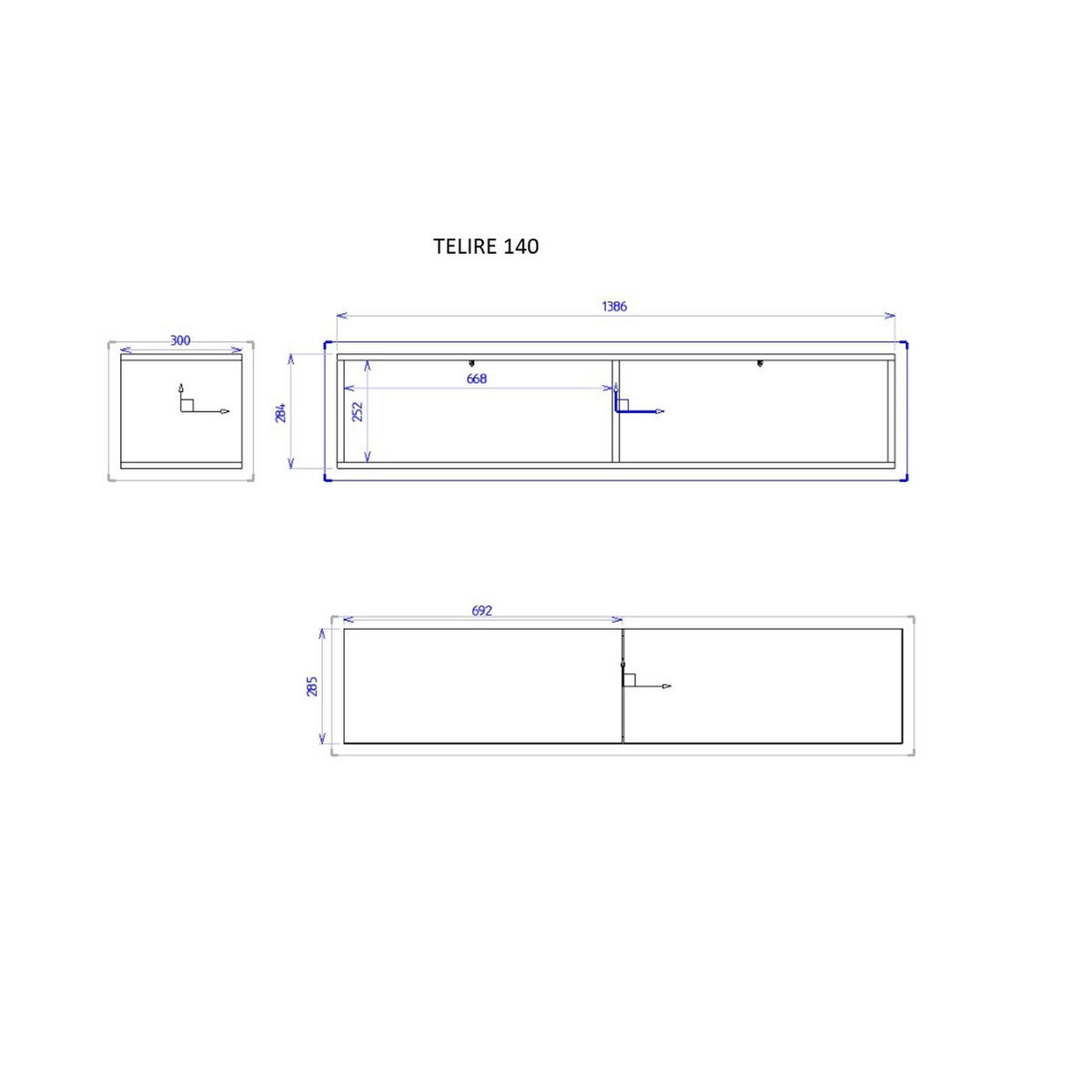TV-HÄNGEBOARD Telire Greige 138,6 cm - Taupe, Holzwerkstoff (138.6/30/31.6cm) - Selsey