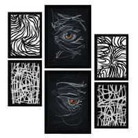 POSTER Set Mit 6 Rasende Striche In Liebhaber Abstrakt A3 & A4 Schwarzer Rahmen - Schwarz, Papier (29/3cm) - Nacnic