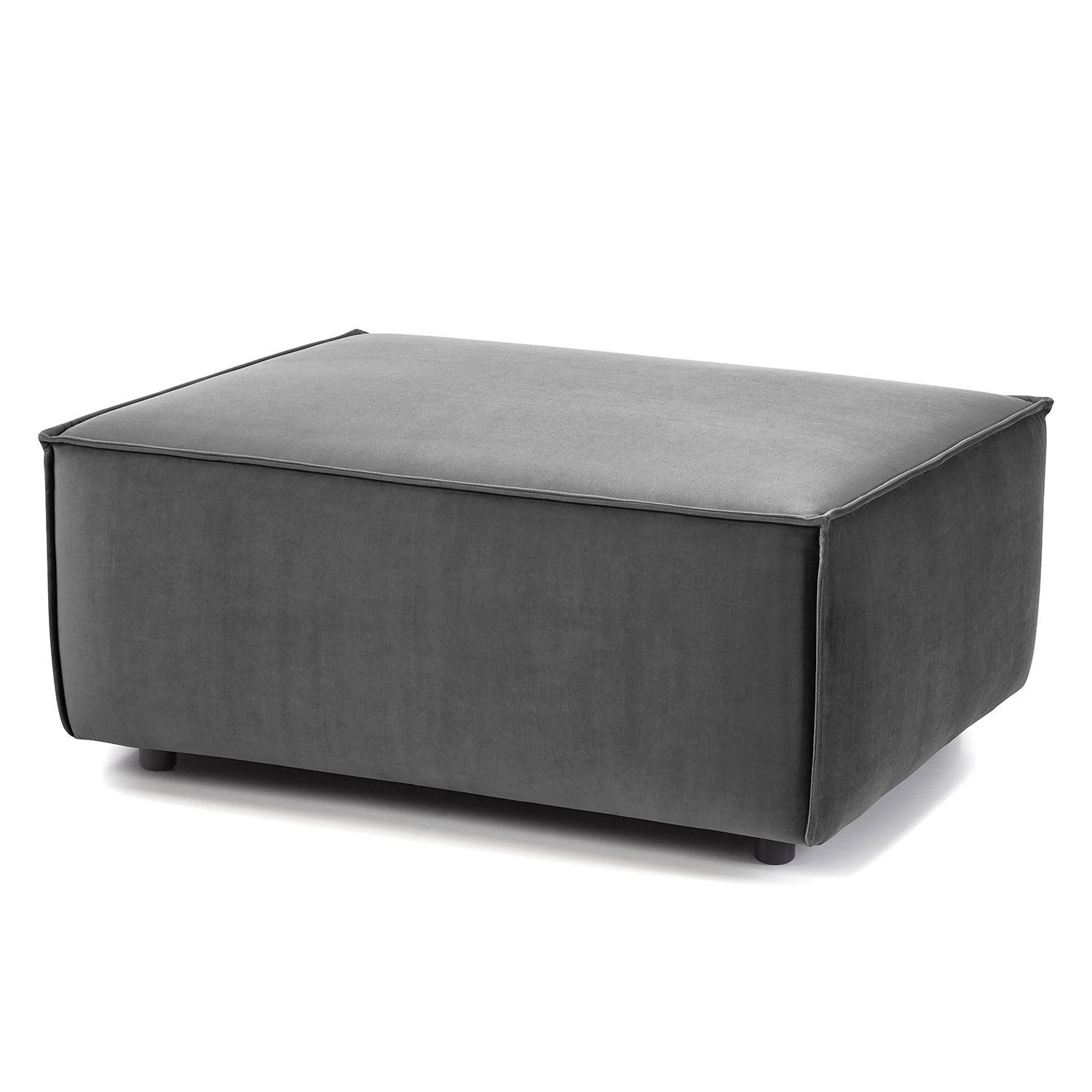 POLSTERHOCKER rechteckig - Schwarz/Grau, Kunststoff/Textil (97/40/79cm) - home24