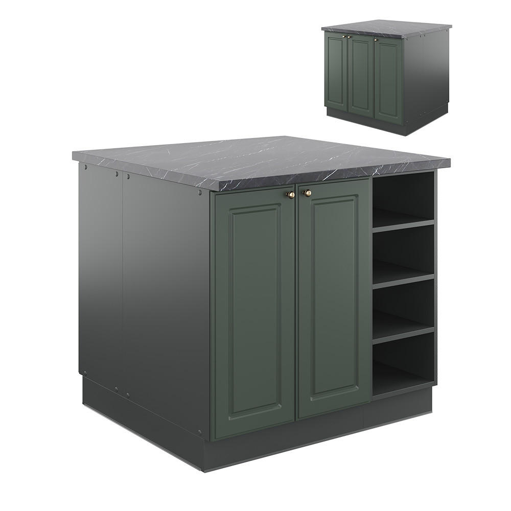 Vicco KUCHYŇSKÝ OSTROV Fame-Line Zeleno-zlatá Country House/Anthracite 90 cm bez pracovní desky